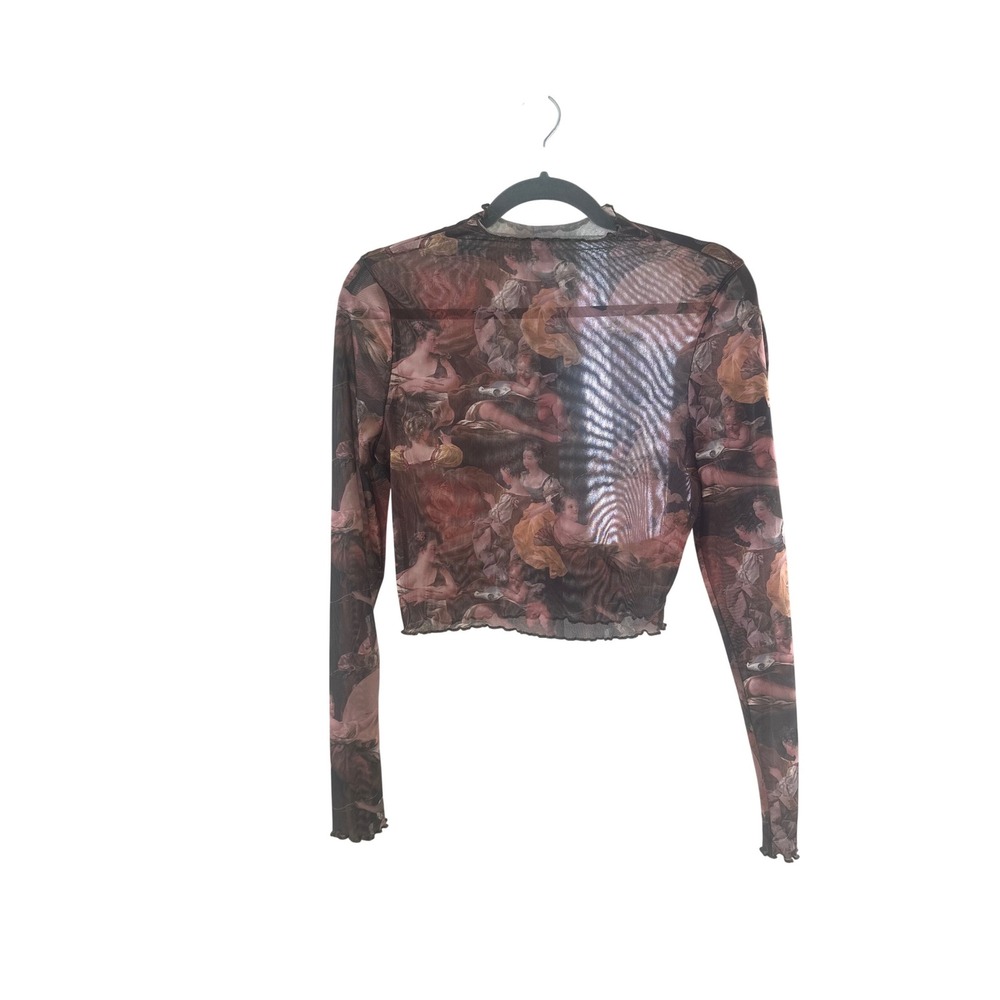 Shein Prive Renaissance Cherub Angel Mesh Long Sleeve Crop Top Size 6